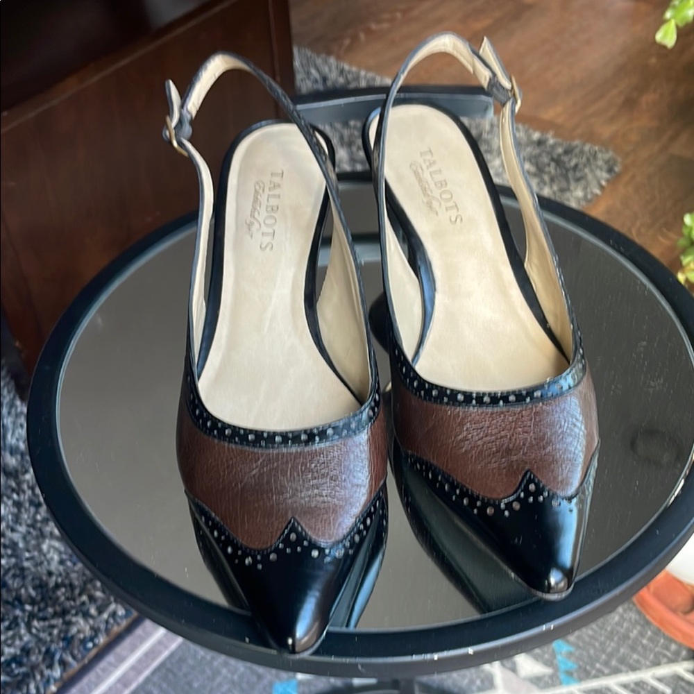 Talbots Women's Black and Brown Slingback Shoes